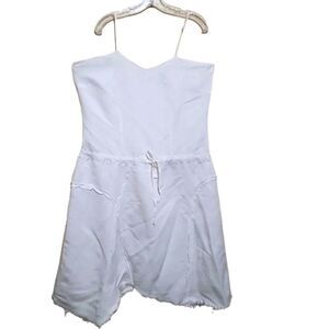 Ashley Stewart Women's White Spaghetti Strap Drawstring Waistline Dress Sz 16